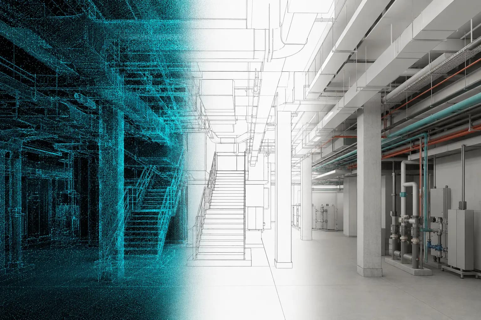 Послідовність перетворення геометрії приміщення з хмари точок у CAD та BIM